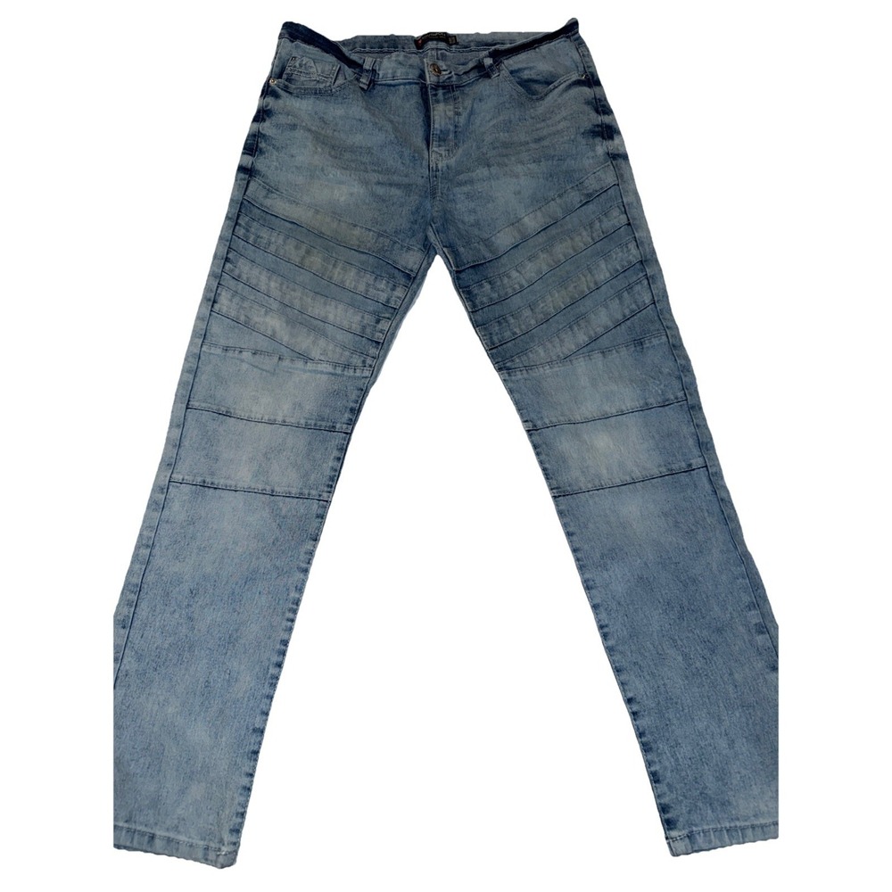 Southpole Skinny Jeans Mens 36x30 Blue Double Knee Open Mid Rise Retro Faded